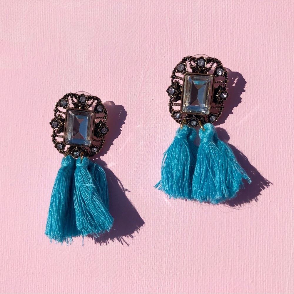 Cosette turquoise tassel earrings